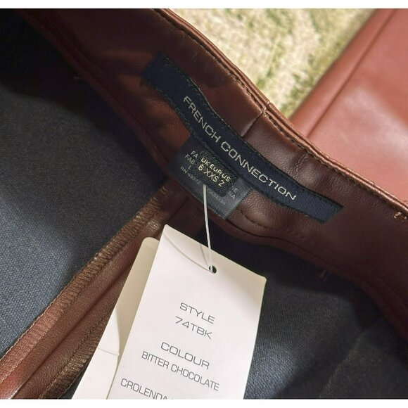 French Connection Crolenda Faux Leather Tapered Trousers Size 2 NWT - Picture 9 of 11